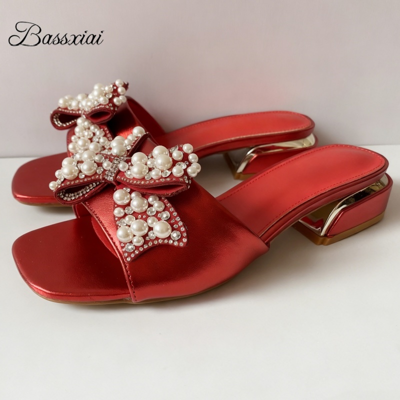 Butterfly Rubber Sheet - Ciabatte da donna con perline e