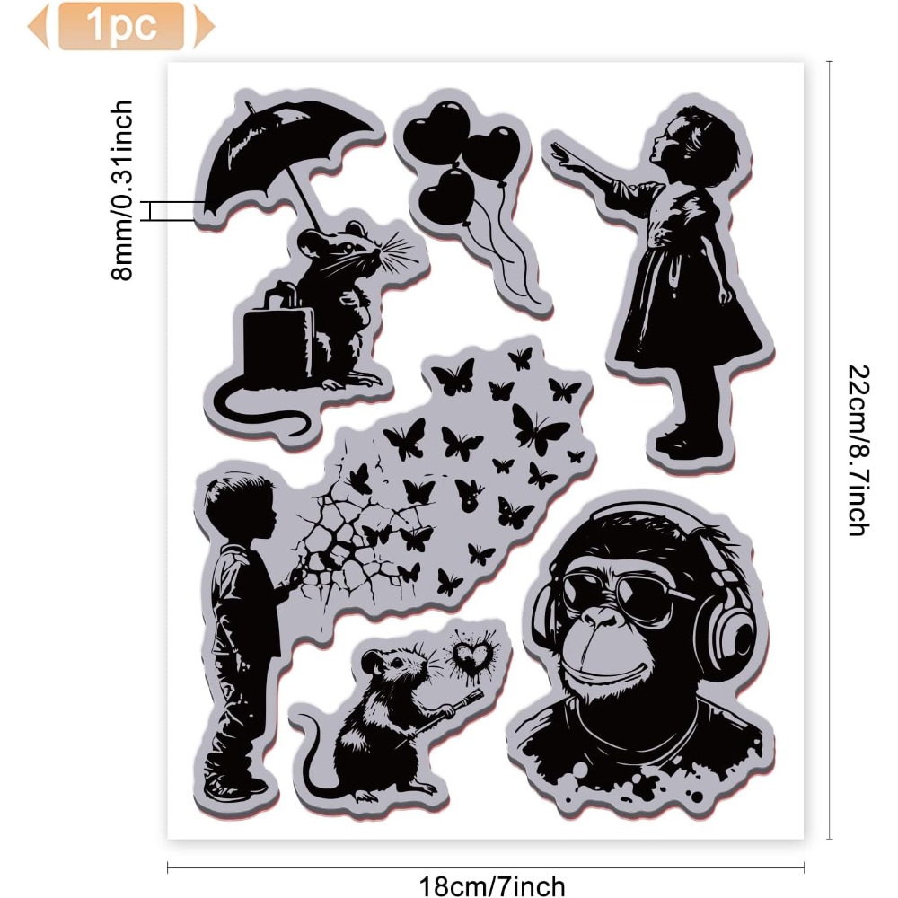 Grafitti Balloon Monkey Cling  - Butterfly Rubber Sheet recensione e prezzo